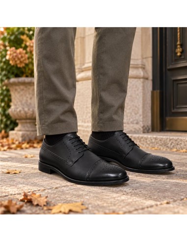 Black leather derby