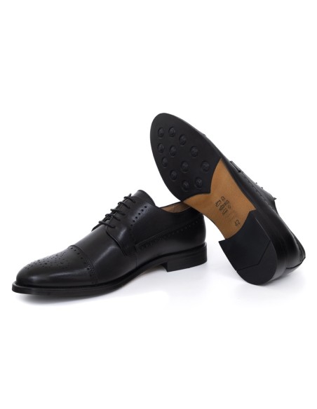 Black leather derby