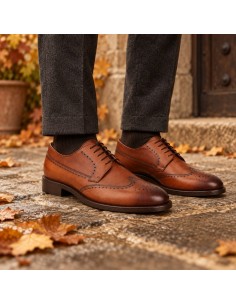 Brown leather derby