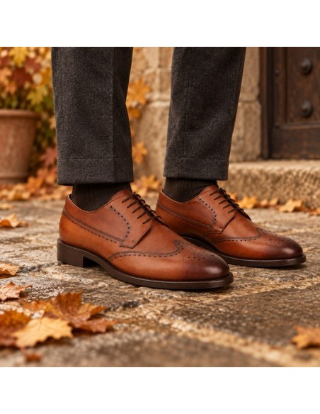 Brown leather derby