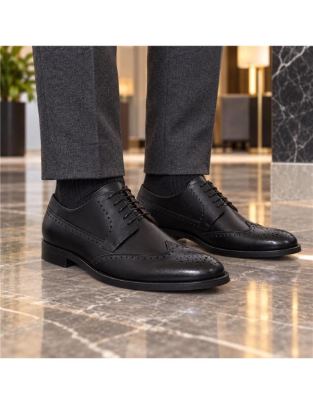 Black leather derby