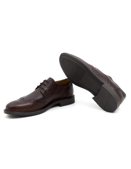 Derby de piel brogado color marrón