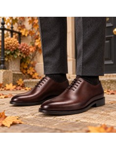 Oxford de peau marron PARMEN-BROWN