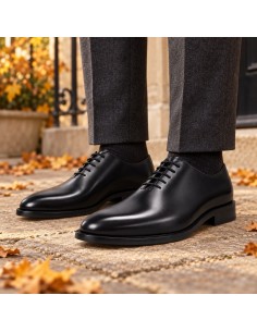 Oxford de piel acabado a mano color negro