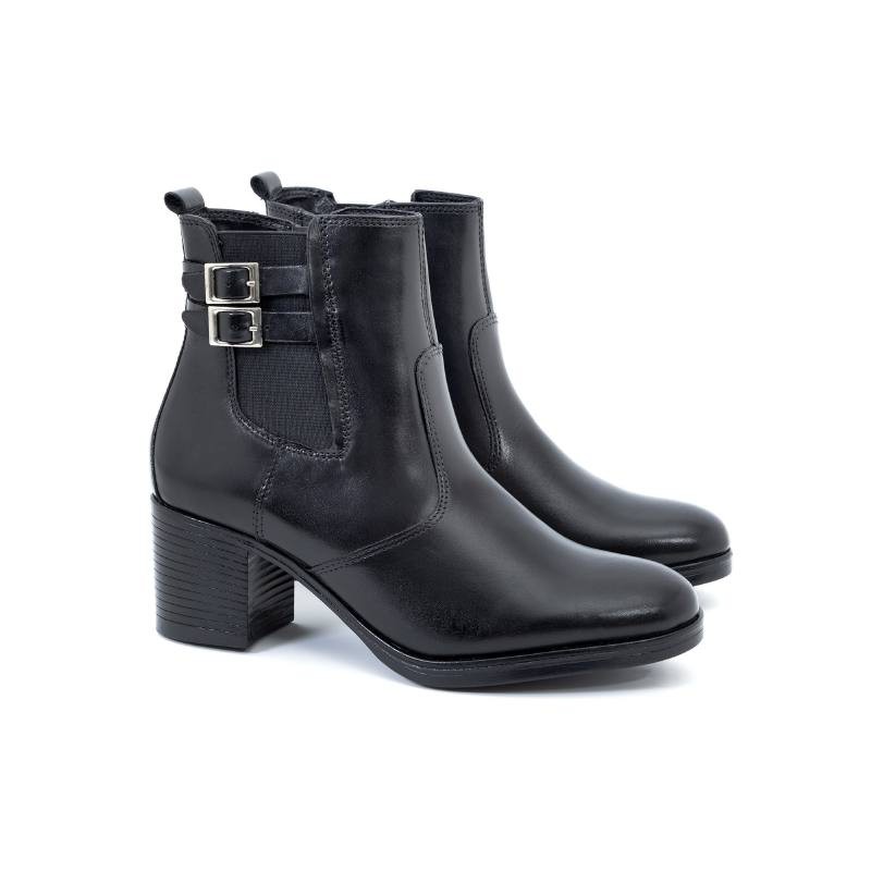 bottines pour femmes en cuir noir W-PRIOCHE-NEGRO