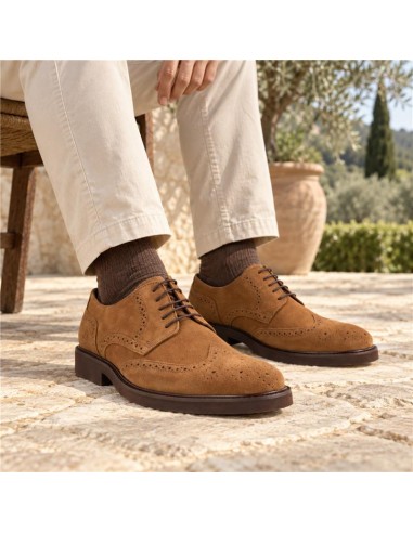 Derby de ante con costura color cuero