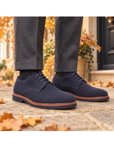 Blue suede derby