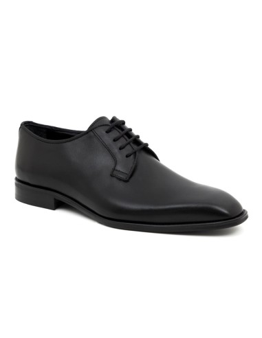 Derby de piel de costura vuelta color negro