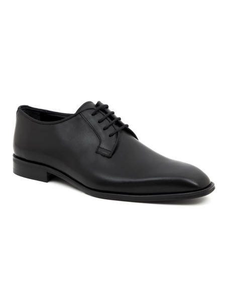 Derby de piel de costura vuelta color negro