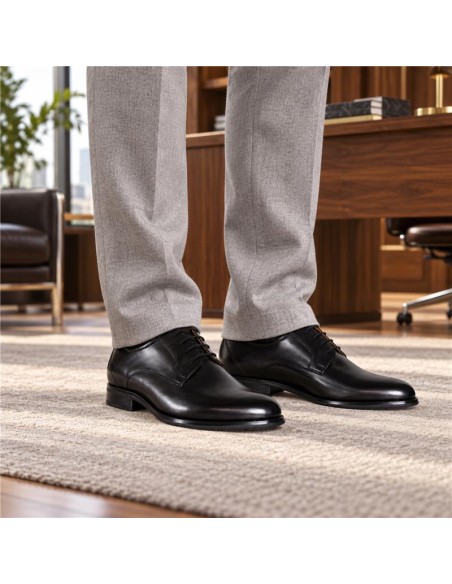 Black leather derby