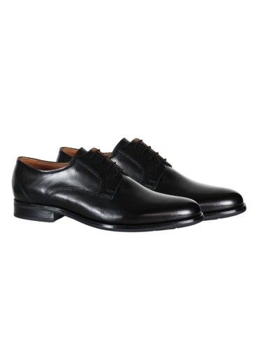 Black leather derby