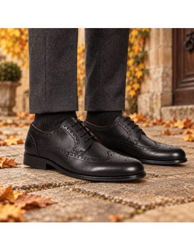 Derby de piel brogado color negro