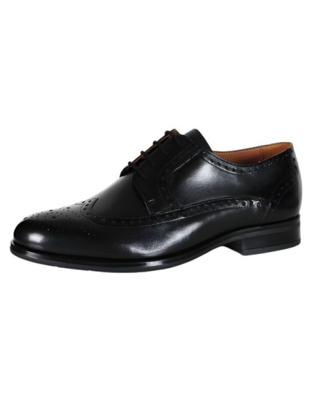 Derby de piel brogado color negro