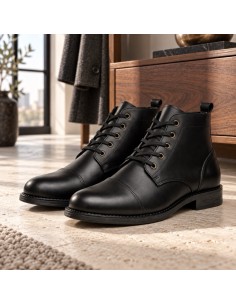 Botín de piel con cremallera color negro