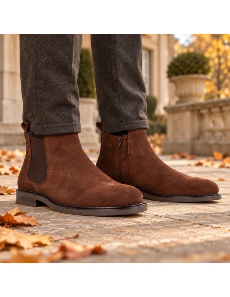 Grey suede boot