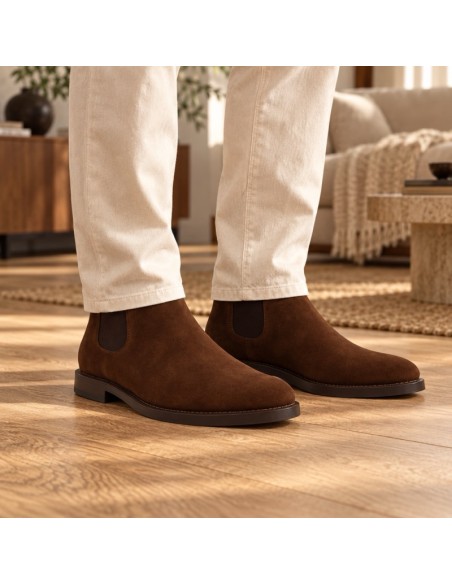 Brown suede chelsea boots