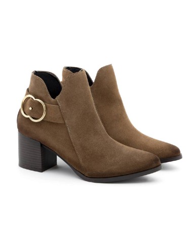 brown suede women's ankle boots W-SECHARO-MARRON