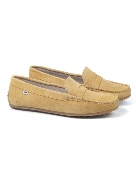Brown suede women's mocassins