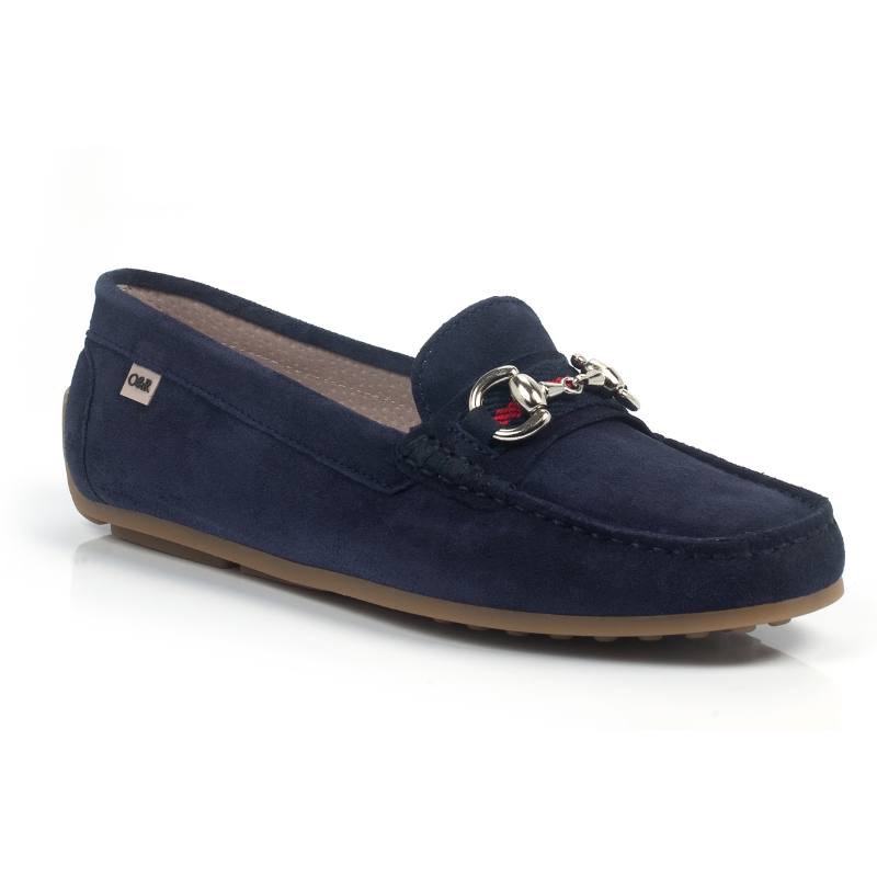 blue suede women's mocassins W-SIMELA-AZUL