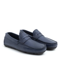Mocassin de peau bleu BHOME-BLUE