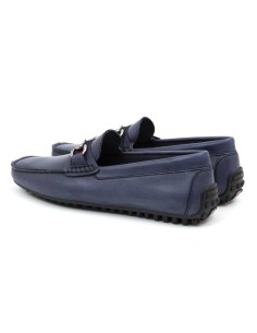Mocasín de piel con hebilla color azul 2