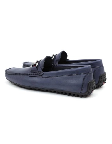 Blue leather moccasin