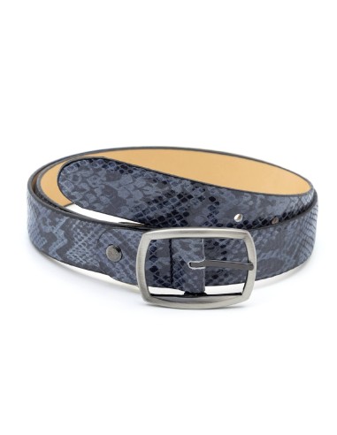 blue leather women's belt WB-SNAKE-JEANS