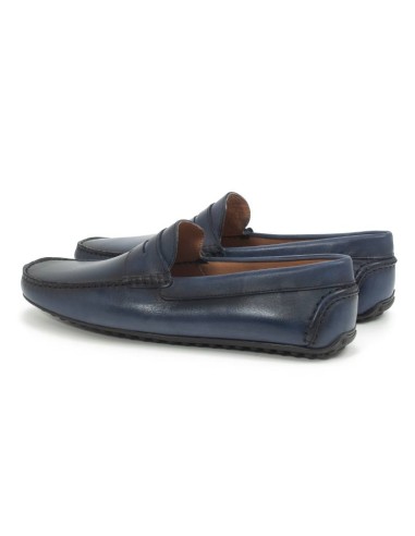 Blue leather moccasin