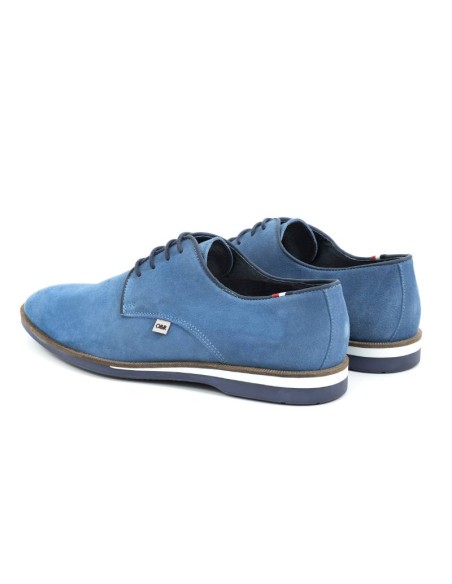Derby casual de ante con suela en contraste color azul