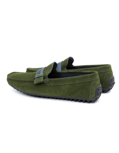 Green suede moccasin