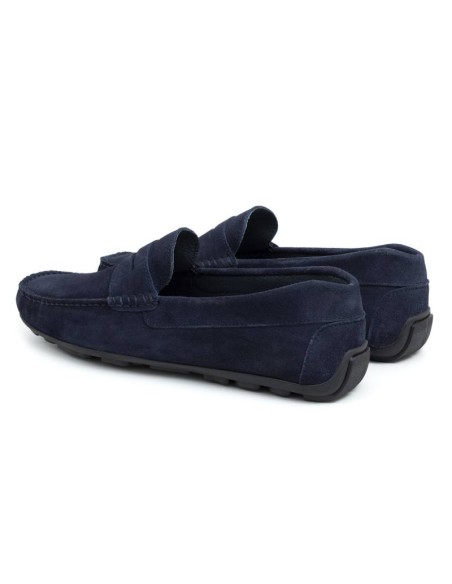 Blue suede moccasin