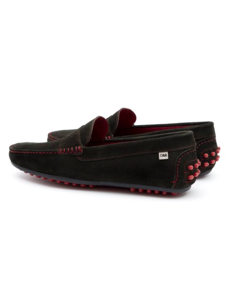 Mocasín de ante con antifaz color verde