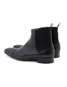 Botines Chelsea de piel con elástico lateral color negro 2