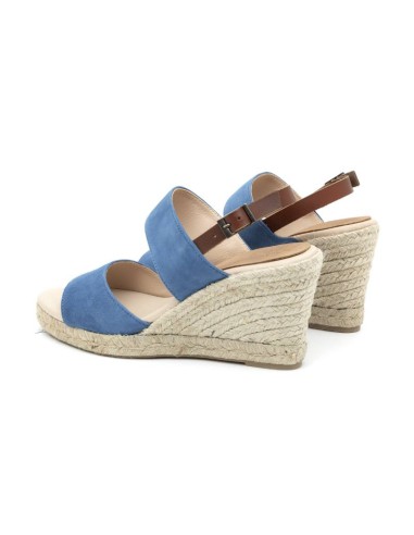 Blue suede leather and plain leather espadrilles for women