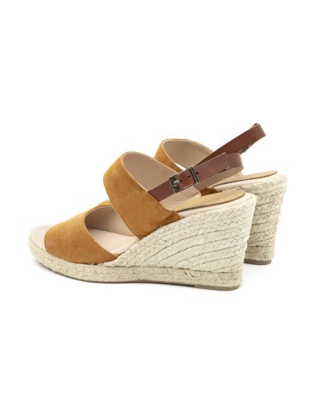 Light Brown suede leather and plain leather espadrilles for women