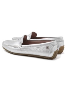 Silver leather women's moccasins 2