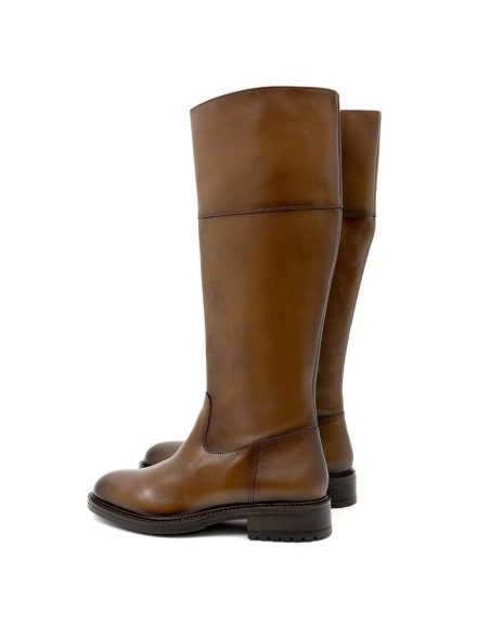 Botas de mujer de piel difuminado color cuero