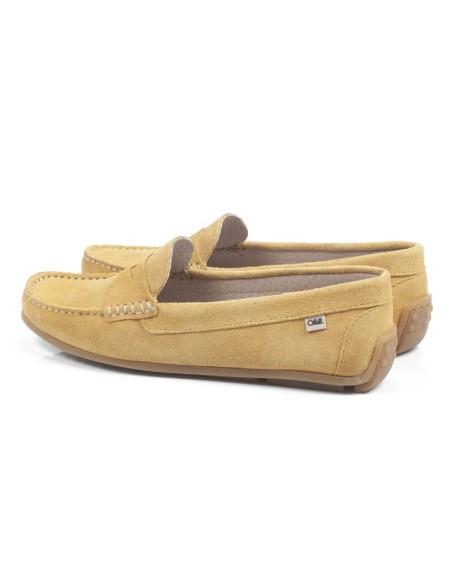 Mocasines de mujer de ante con antifaz color marrón