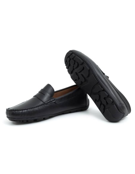 Mocassin de peau le noir BHOME-BLACK
