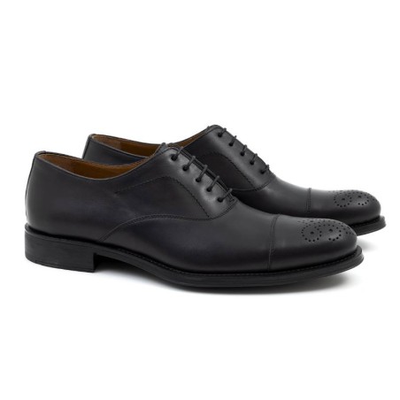 Oxford de piel acabado a mano color negro COTALI-NEGRO