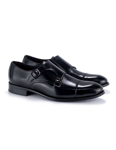 black leather monkstrap ANDEMIL-NEGRO