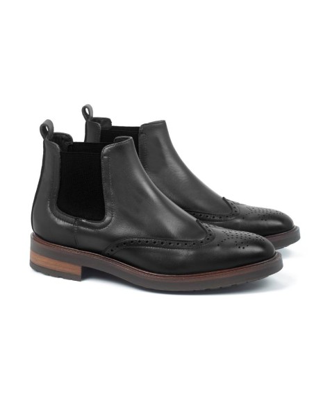 black leather chelsea boots CR-22097-NEGRO