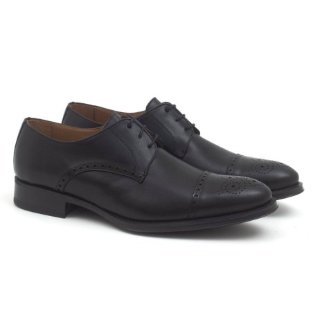 Derby de piel semi-brogado color negro CR-22167-NEGRO