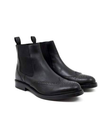 black leather boots POTEFO-NEGRO