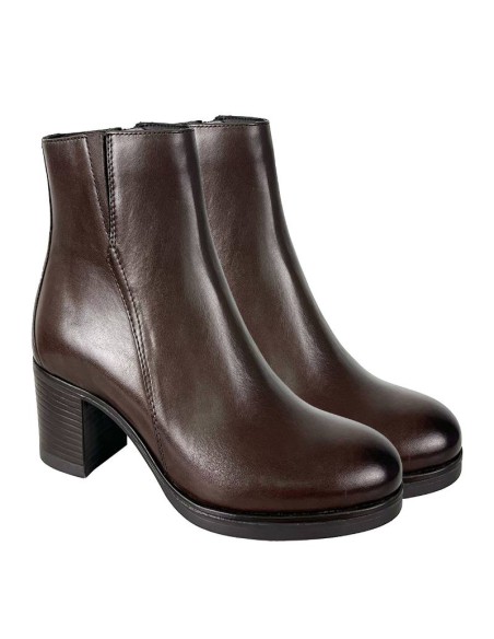 brown leather women's ankle boots W-NELAMORI-BROWN