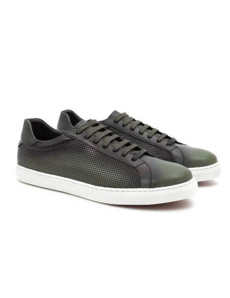 baskets en cuir vert CR-24708-VERDE