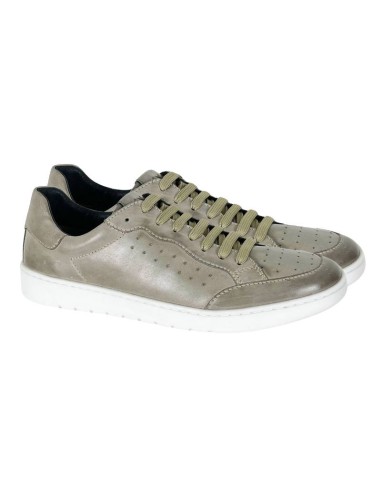 baskets en cuir gris CR-24710-GREY