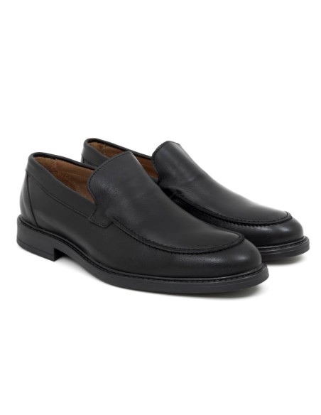 black leather moccasin PIROMOR-BLACK