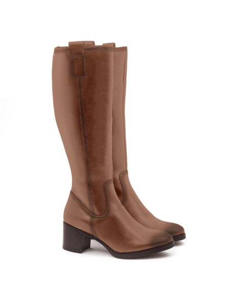 Botas de mujer de piel difuminado color cuero W-NAPOLIMAN-CUERO