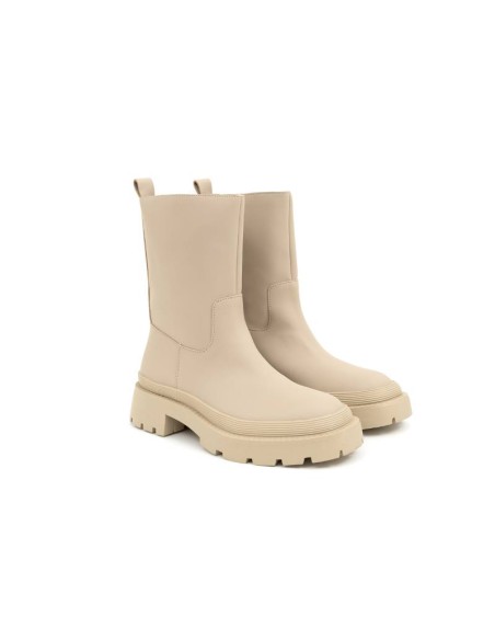 Botas de mujer liso con cremallera color beige W-OLIVIA-CREMA